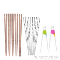 Chopsticks 12 Pairs Reusable Chopsticks Set Include 5 Pairs Stainless Steel Spiral Chopsticks and 5 Pairs Bamboo Chopsticks 2 Pairs Training Chopsticks for Kids Adults and Beginners - B0798KMR7M